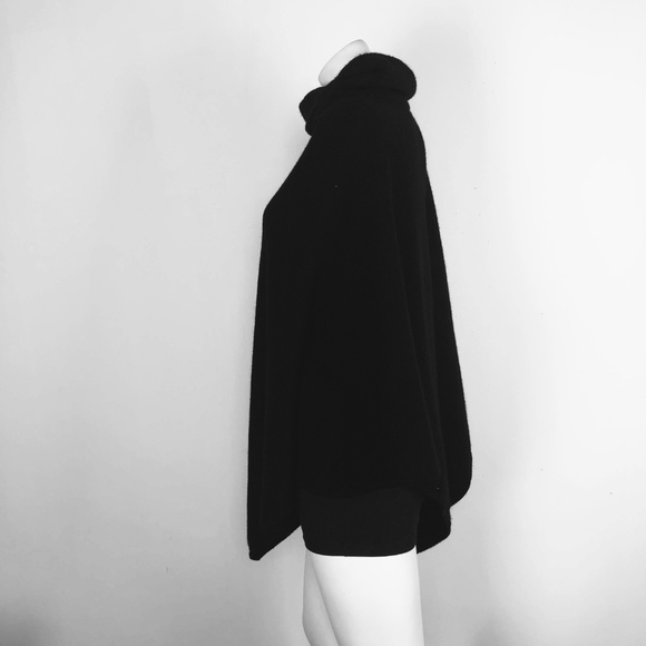 Joie Loysse Wool Cashmere Black Poncho Sweater - Picture 7 of 8